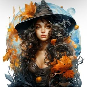 Eye Catching‎ Charming Witch Enchanted Hat, Heat Transfer Sticker Appliqué